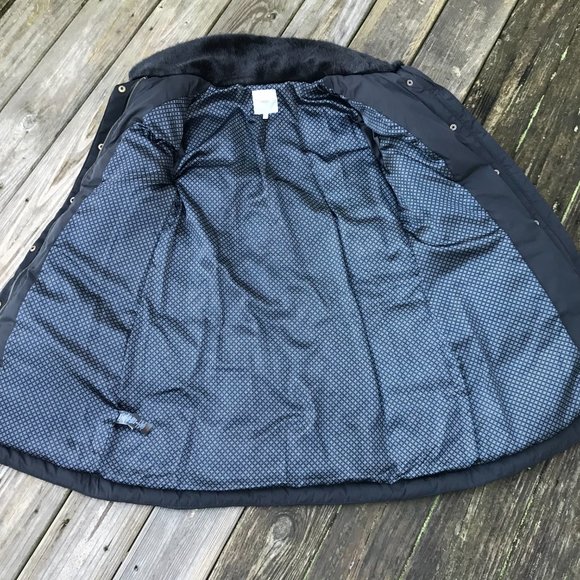 Next Women Jacket Black Faux Fur Winter Charcoal H - Picture 12 of 13